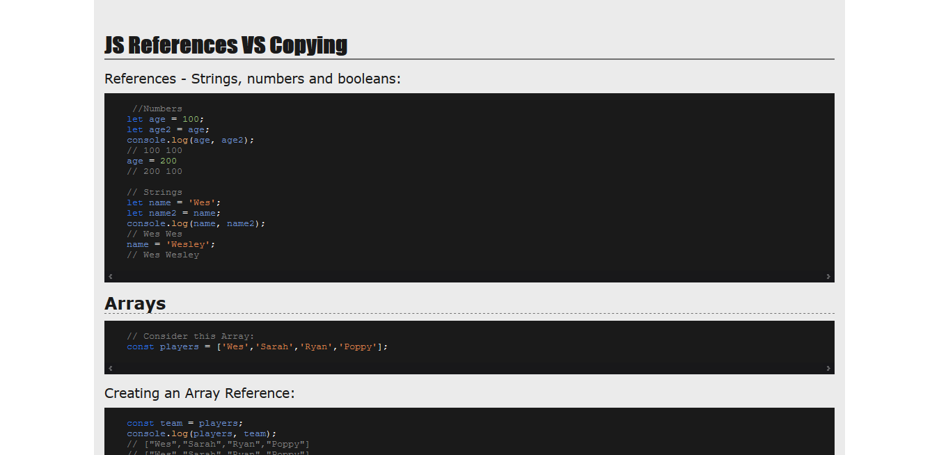 JavaScript References VS Copying